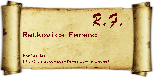 Ratkovics Ferenc névjegykártya